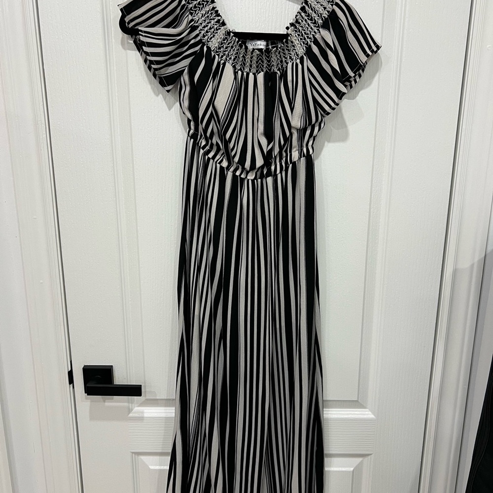 Black and White Striped Maxi Dress